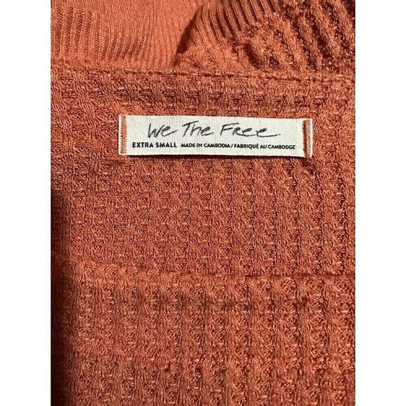 Free People North Shore Thermal Tunic Shirt Bright Coral Orange XS - Picture 4 of 6